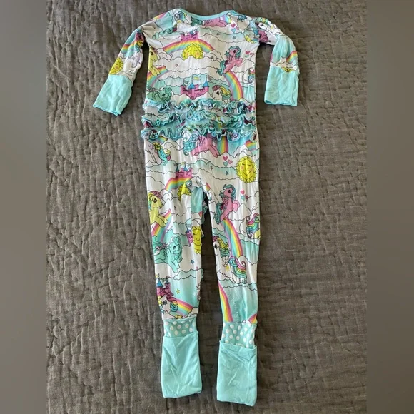 Bums & Roses My Little Pony Classic Ruffle Convertible Romper Bamboo 18-24 Month - Picture 5 of 6